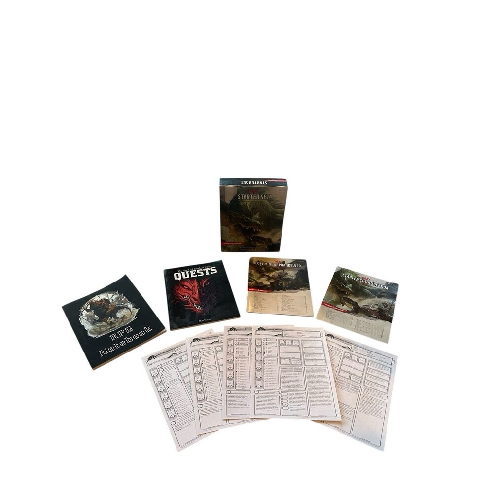 Bundle Dungeons And Dragons Starter Set Kit Plus RPG Notebook & Quests Book